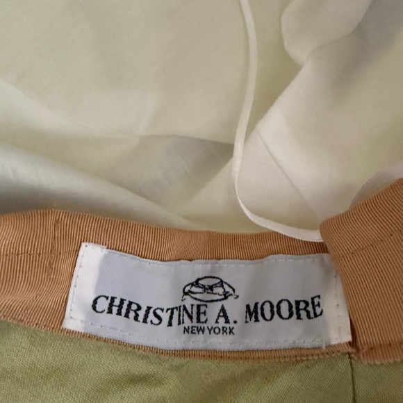 Christine A. Moore Green Silk Dupioni Slouch Crown Cloche Hat
